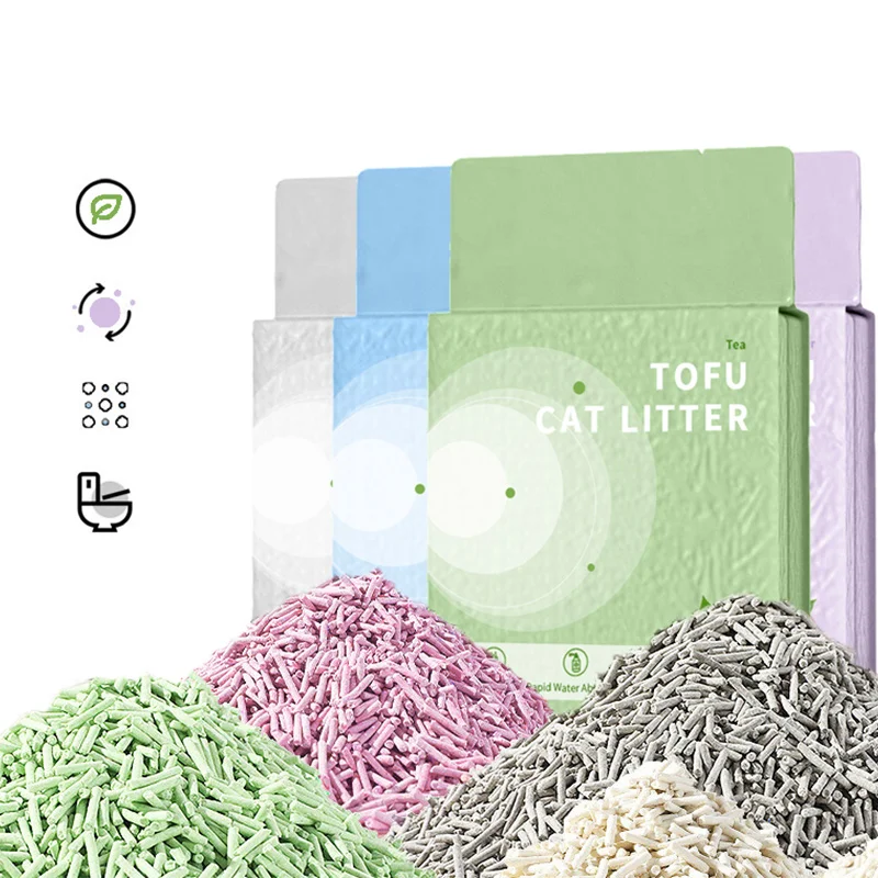 Super Absorbent OEM/ODM Factory Wholesale Natural Quickly Clumping Water Absorbing 7l Flushable Tofu Cat Litter Sand