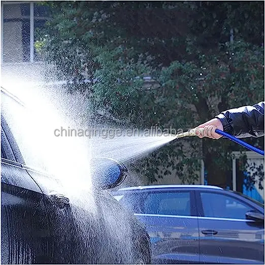Flexible Expandable Garden Hose Pipe Nozzle Sprayer High Pressure Car Wash Brass Water Gun Quick Connector 100ft Garden Hose