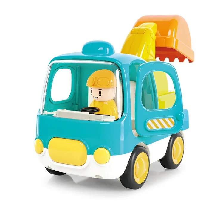 Cute cartoon inertial car baby car engineering car toy with sound and light