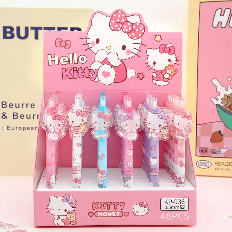 Cute kitten press pen cartoon girl heart acrylic patch pen student exam supplies Cartoon stationery