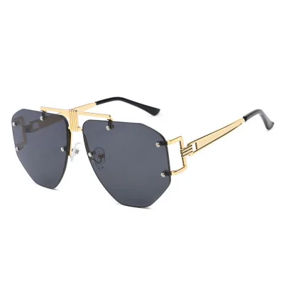 3435 Novelty Oversized Frameless Sunglasses Metal Frame UV400 Punk Rimless Sunglasses 2022