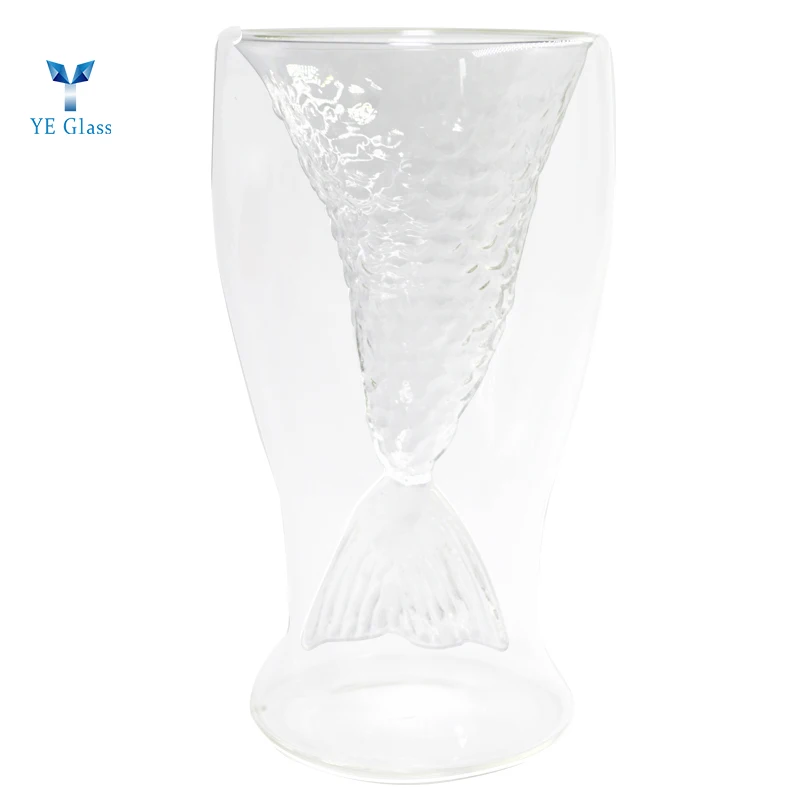 Unique Fishtail Shaped Glass Cup Beer Mug 100ml High Borosilicate Glass Drink Mug