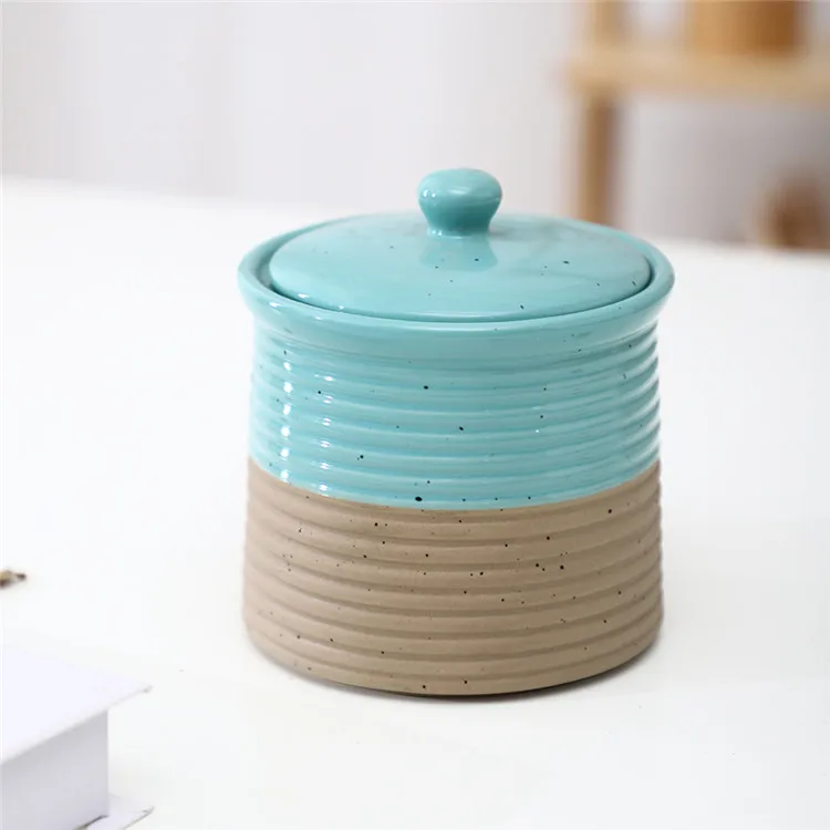 Latest arrival kitchen food container custom cheap tea sugar coffee ceramic storage jars set with lid