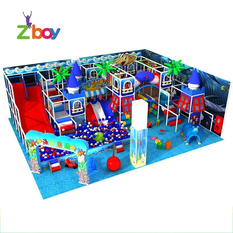 Ocean Theme Children Indoor Soft Play Areas Playground Equipment, Kids Play System Structure
