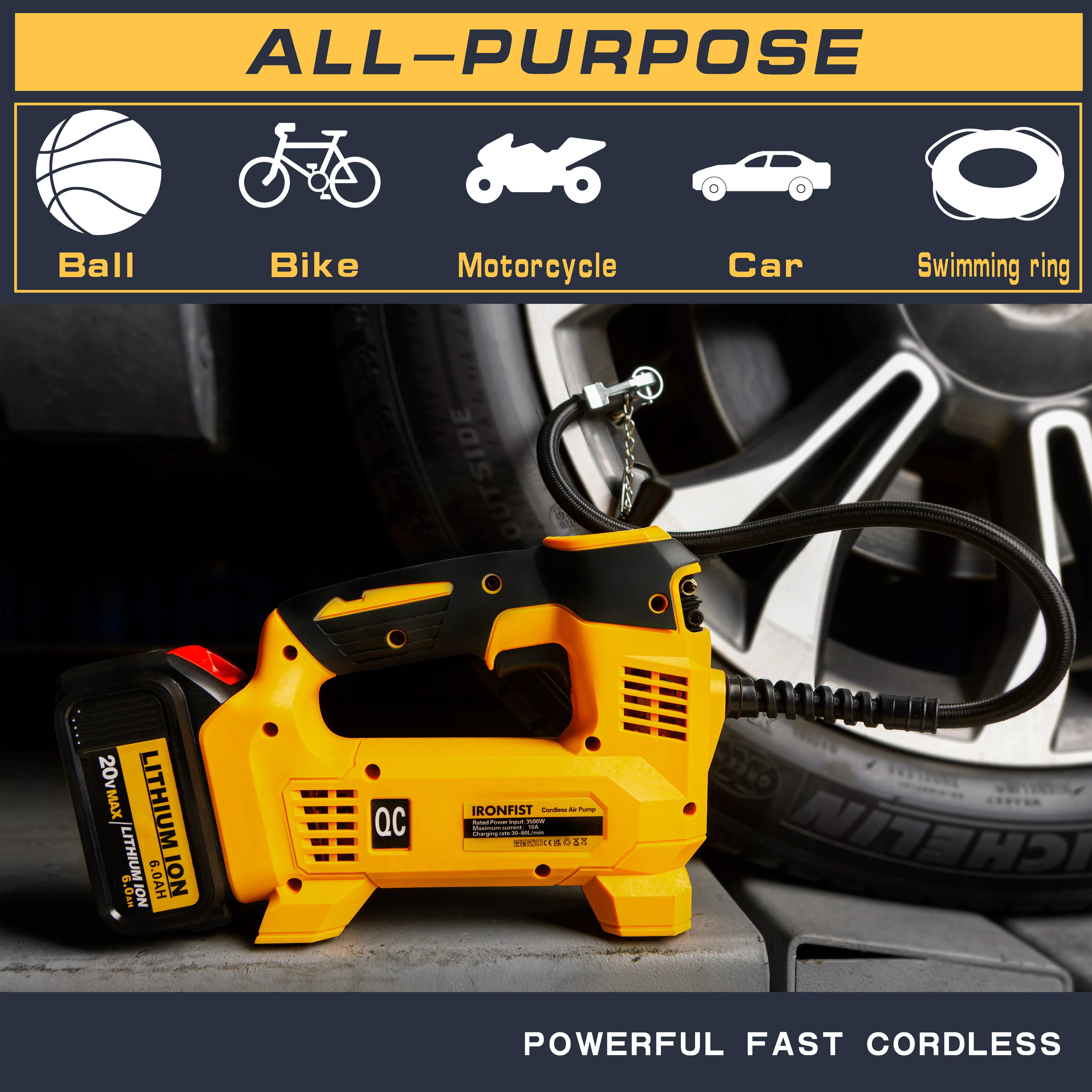 cordless lithium battery 21 volt digital tire inflator with pressure gauge