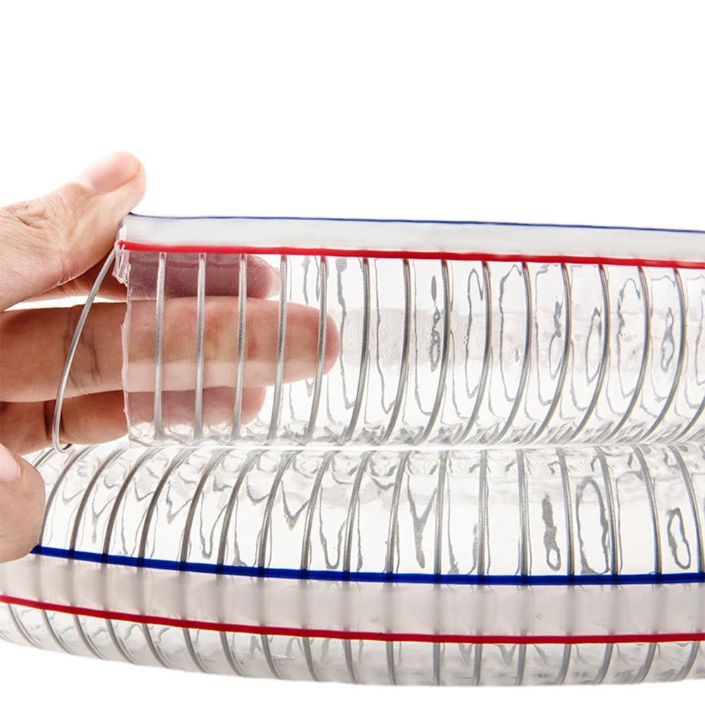 ID6mm-300mm Transparent PVC Conveying Oil Hose Pipe Steel Wire Reinforced PVC Steel Wire Hose