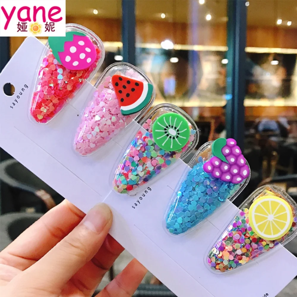
Newest Korean hair accessories about transparent PVC BB hair clips with fruit for lady and kids  (62539241103)