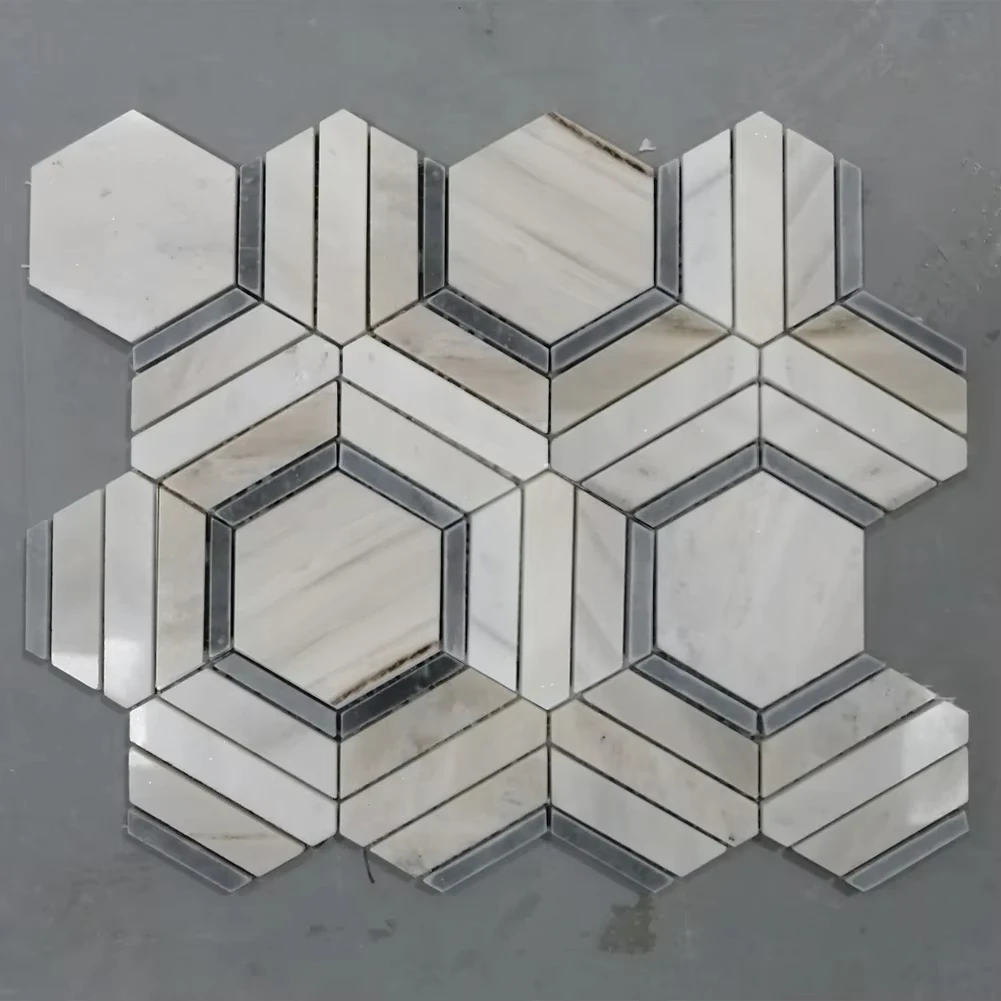 Century Mosaic Decor New Original Design White Hexagon Stone Kitchen Backsplash Bathroom Marble Stone Mosaic Tile