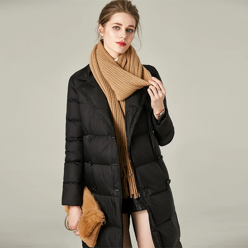 Oem Real Luxury Parka Mujer Duck Down Jacket Fur Long Coat Women Winter Windbreak