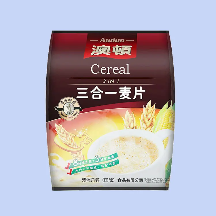
China Supplier Delicious Audun 3 in 1 Compound Healthy Instant Oatmeal Breakfast Cereal For Home 