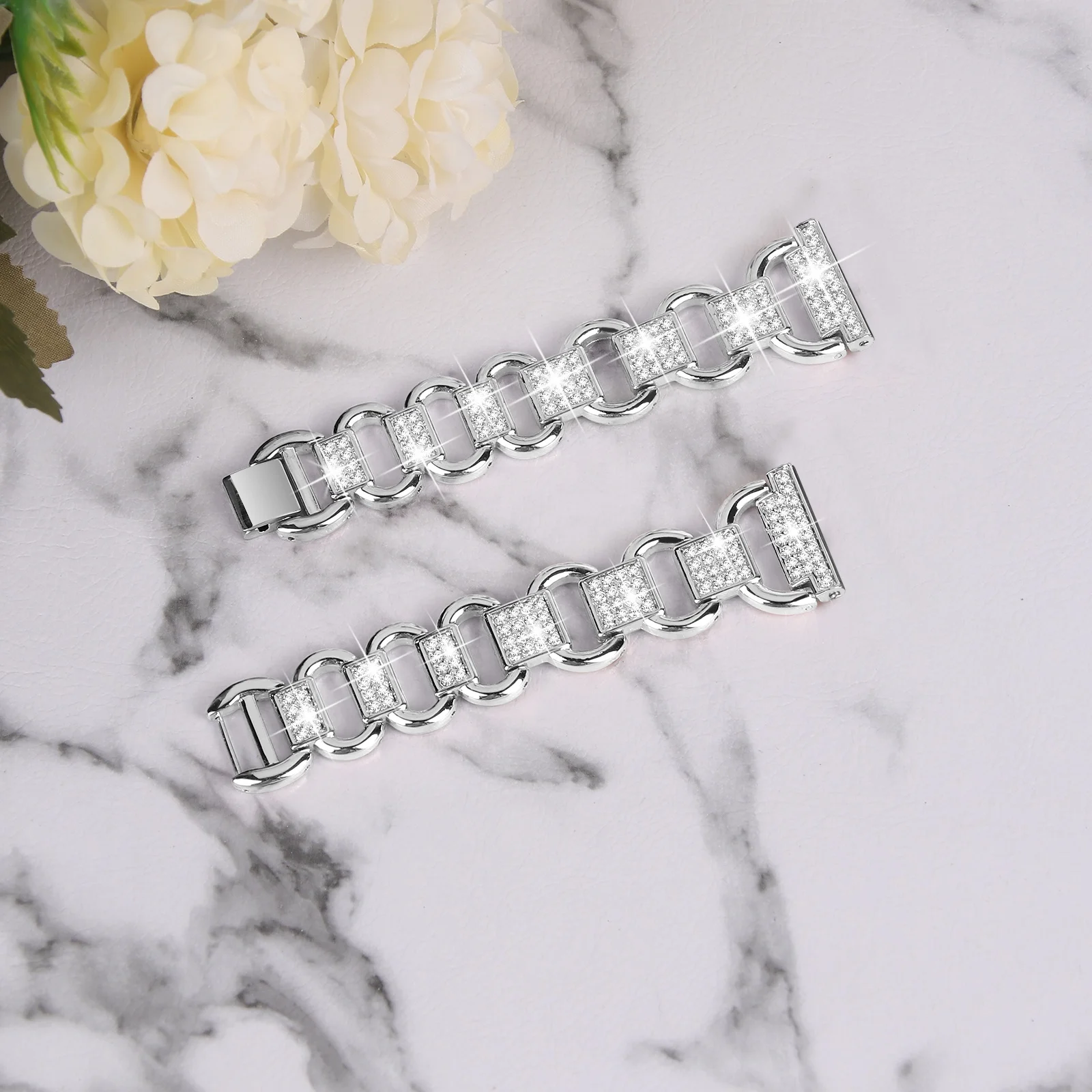 New Design Luxury 20mm Width Diamond Chain Bracelet Watch Band Metal Watch Strap