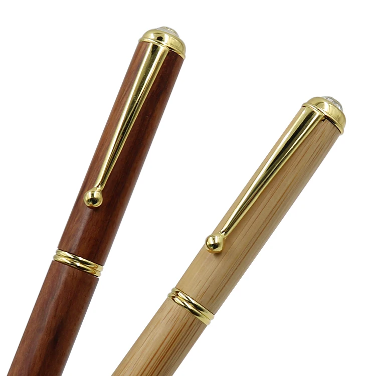 Low moq luxury Wood Pen Mechanism Promotion Wooden Pen diamond wood signature pen