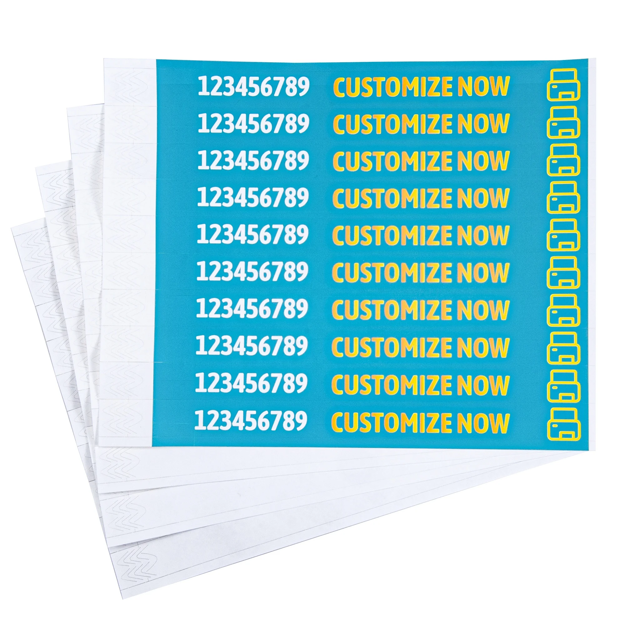 Custom various colors plain event tyvek paper wristband with random series number for party