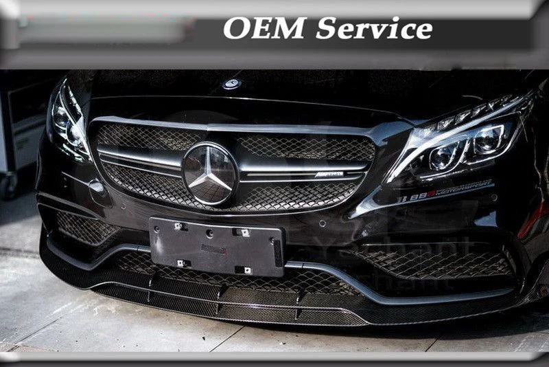 BS Style Carbon Fiber Front Bumper  Lip For  W205 C63 AMG C-Class