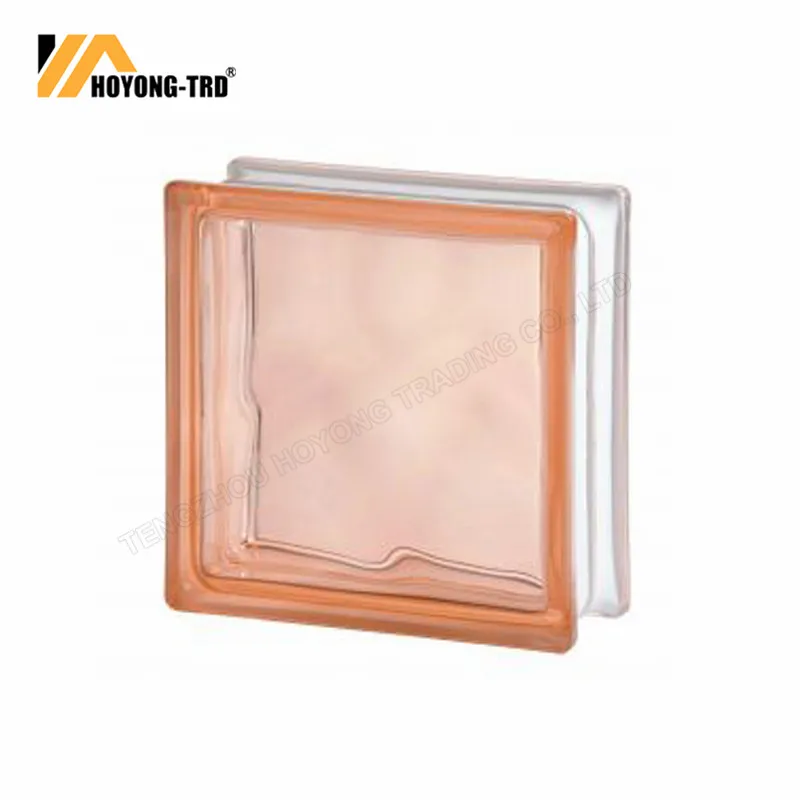 High Quality Decoration 190*190*80mm Crystal Side Colored Glass Block Brick