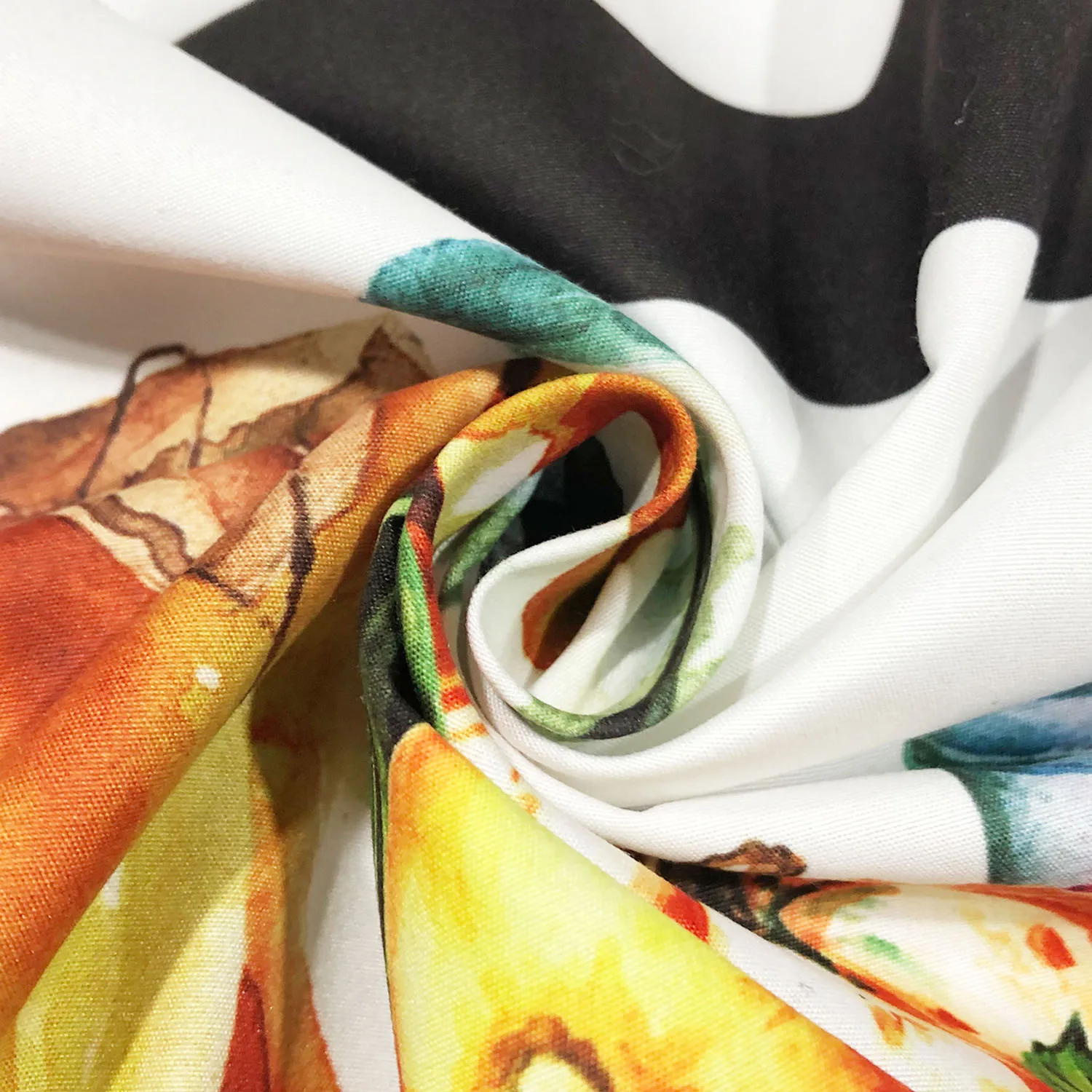 Custom Printed Kitchen Window Valances Tier Kitchen Curtain for Home Decoration 3 Pieces Set