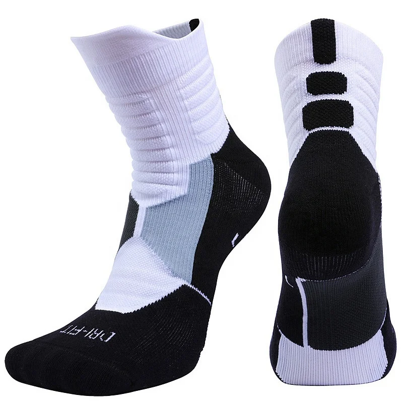 Factory wholesale Ant-ibacterial arbitrary terry socks mid-calf basketball socks men and women elite adult foot sport socks