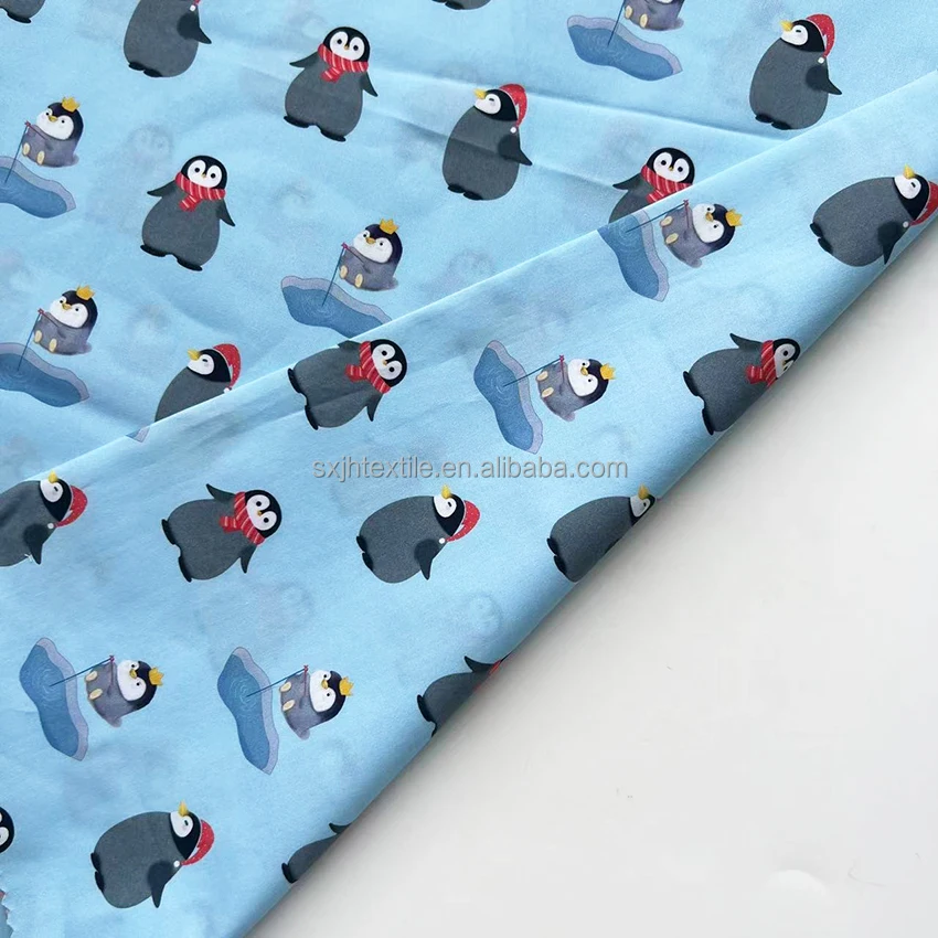 Wholesale Custom digital printed penguin design on 100cotton poplin fabric for kids