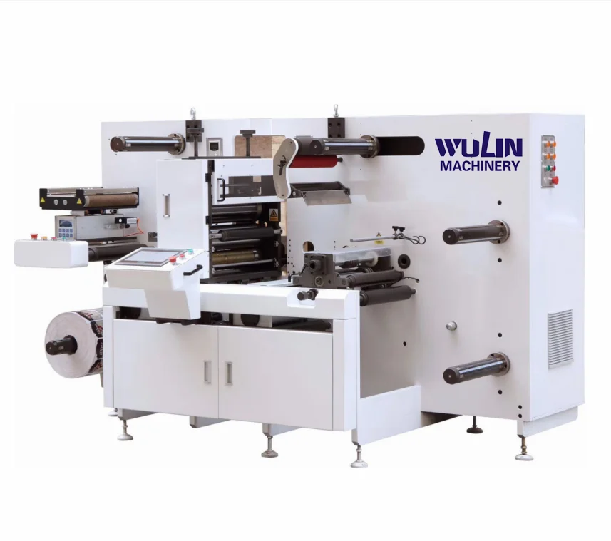 Economic jumbo roll blank label slitting and rotary die cutting rewinding machine