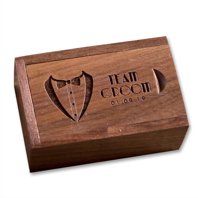 Pan Wooden Gift Box Package Box wedding gift for men custom engrave logo walnut cufflinks boxes