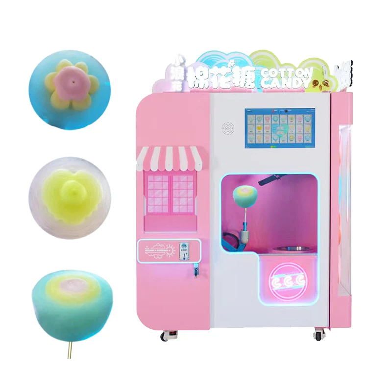 Commercial Fully Automatic Fancy Flower Cotton Candy Floss Making Maker Vending Machine For Foods And Snack