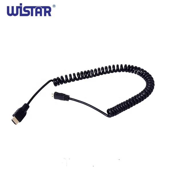 Gold Plated Spring Coiled High Speed Male to Male HDMI to Mini Cable