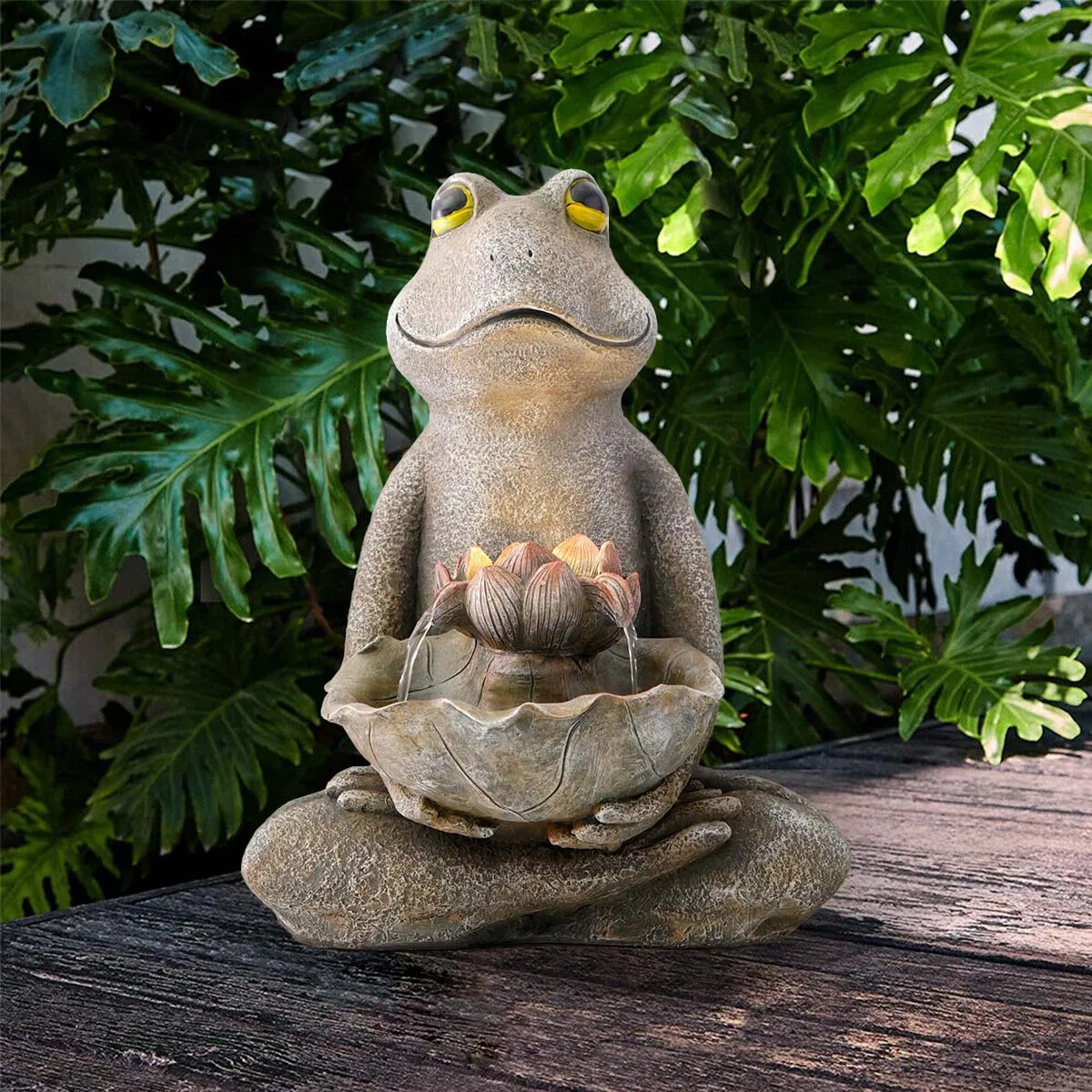 Manufacturer Garden Outdoor Decorative Custom Frog Shape Waterfall Fountain With Led Lights