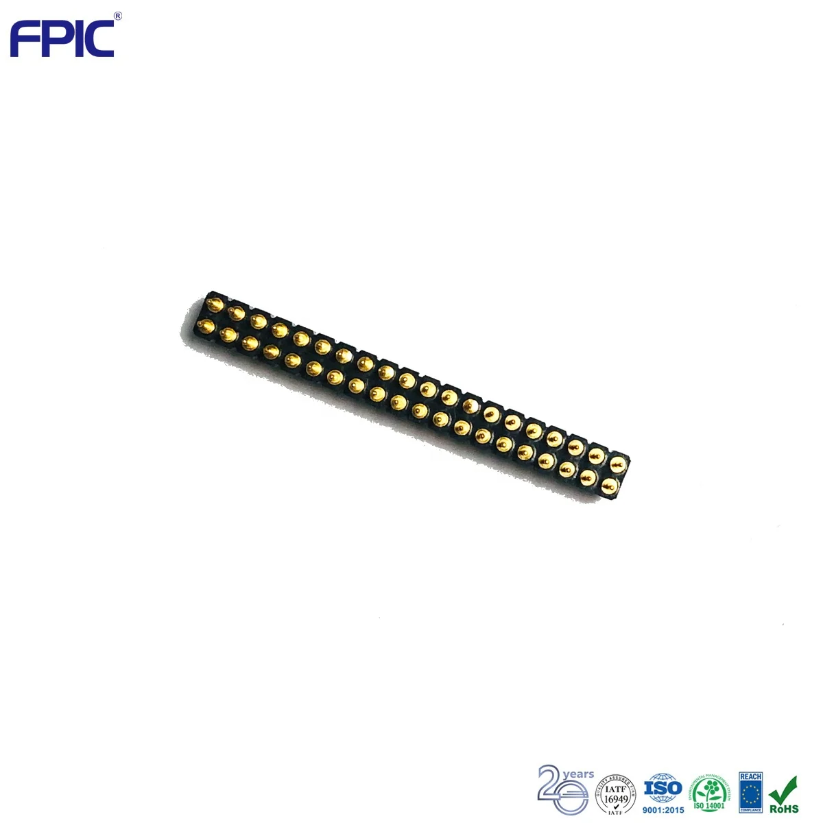  180 Degree DIP Full Gold Connector 2.54mm Pitch Dual Row Round Pin