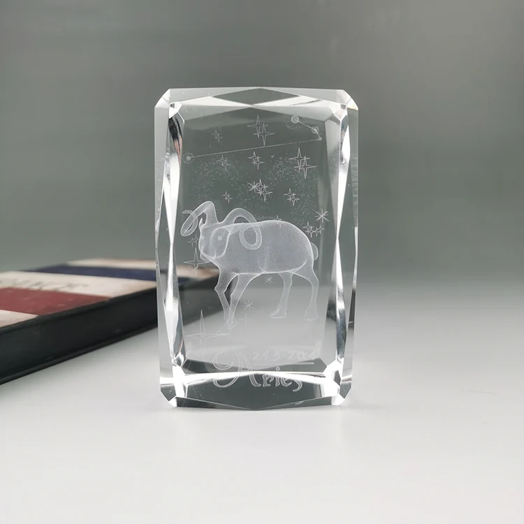 
Wholesale customized 3D laser engraving twelve Constellation series Taurus souvenir gift crystal cube 