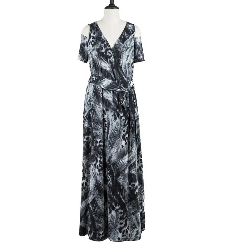 
2021 Spring Oversize Plus Size Fashion Elegant Empire Waist floor length Sublimation Digital Print Women Dress 
