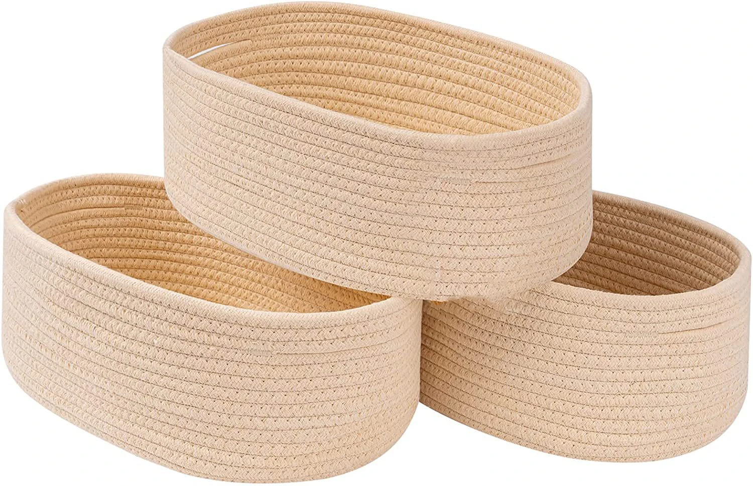 Cotton Woven Empty Gift Baskets for Storage Closet Bins for Shelves Rope Baskets Toy Organizers