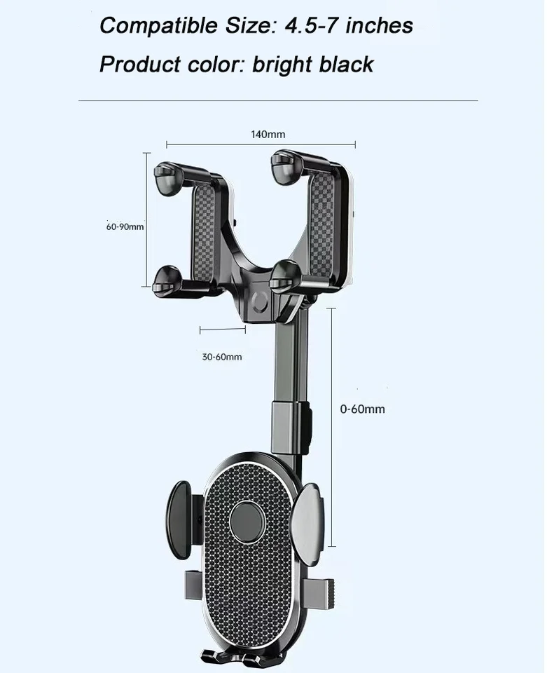 Adjustable Long Neck Rotatable Retractable Car 360 Degree Universal Rearview Mirror Car Mobile Car Phone Holder