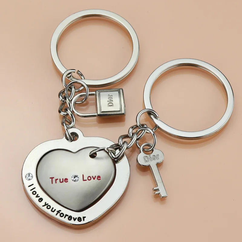 Letter Love Forever Key Chain Fashion Simple Metal Splicing Love Couple Keychain Key Ring