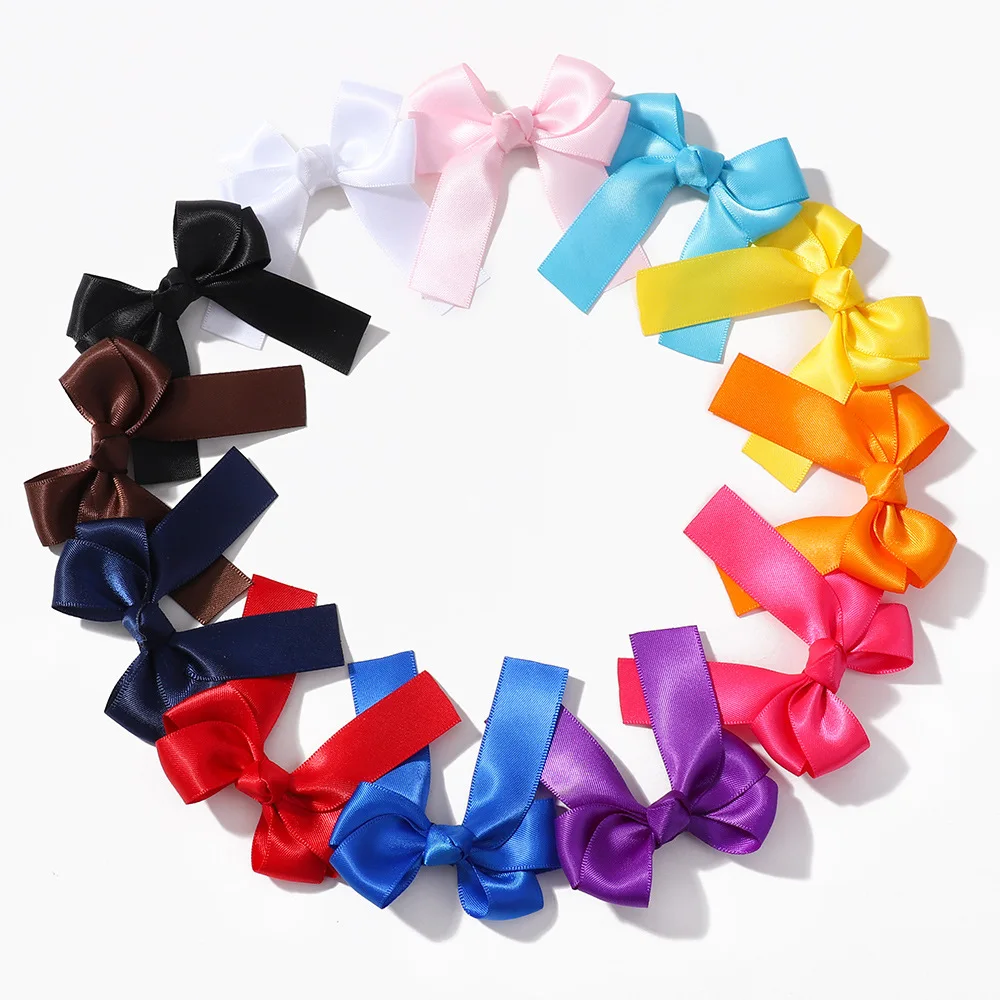 Satin Ribbon Bows Clips for Cute Girls Candy Color Bowknot Hair Clips Hairpin Barrettes Headwear Kids Baby Hair Accessories 3710