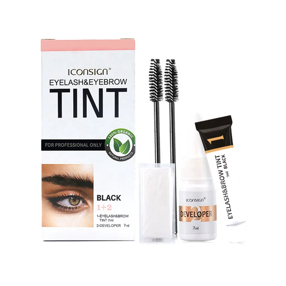 Private Label Semi Permanent Long Lasting 2 In 1 Lamination Developer Cream Dye Tinted Brow Gel Henna Brow Tint Kit