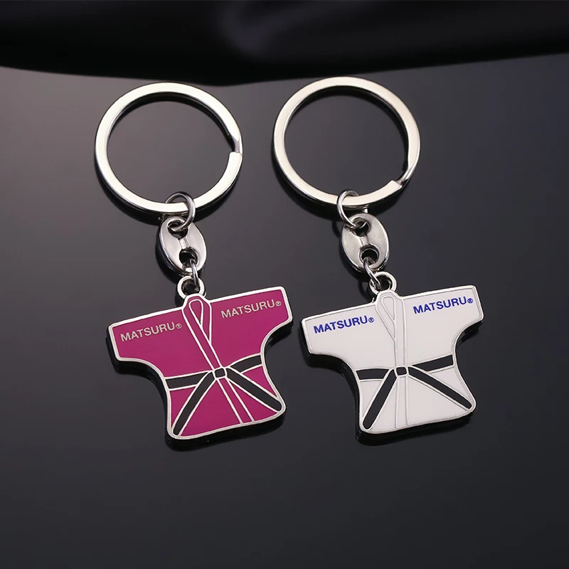 Custom hard enamel sliver metal Judo souvenir keychains no minimum