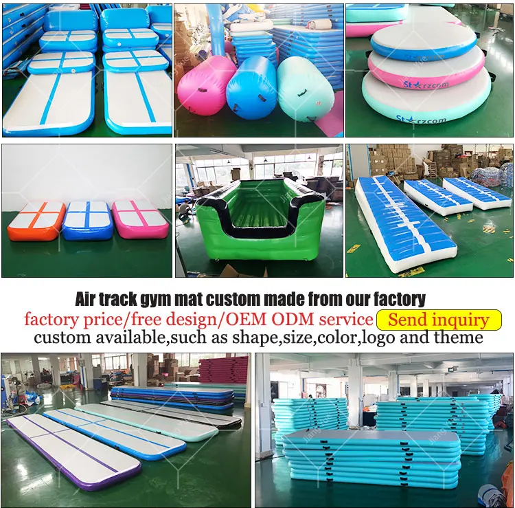 Factory Price Hand Made 3m 4m 5m 6m 8m 10m Water Floating Inflatable Gym Mat Blue Air Track Gymnastics With Air Pump For Sale