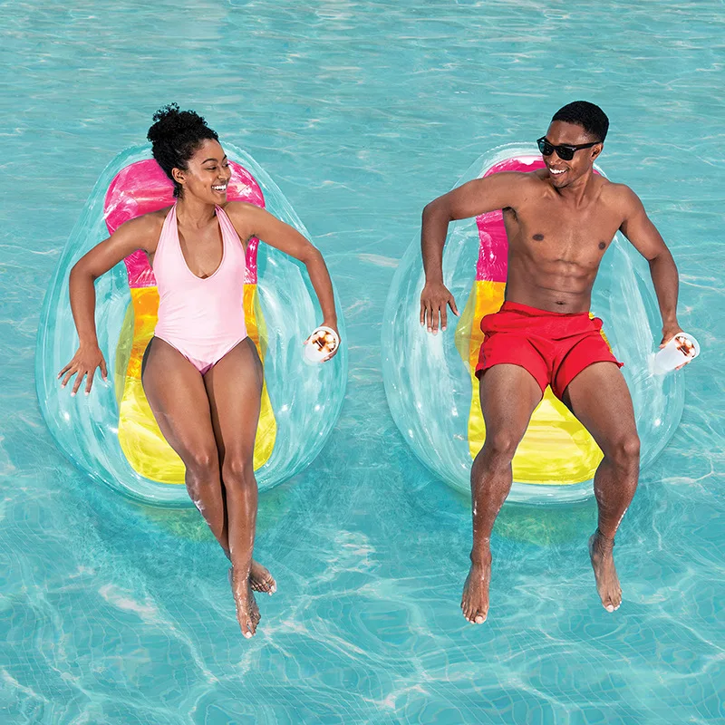 Inflatable Water Sofa Adult Transparent Seat Led Luminous U-Shaped Backrest Swimming Pool Sofa