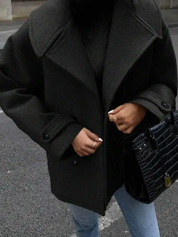 Chic Temperament Notched Collar Long Sleeve Patchwork Sequined Jackets for Women with Glamorous Design