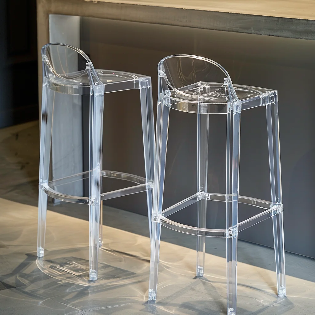 Wholesale Furniture Modern Simple Restaurant Plastic Resin Transparent Clear High Acrylic Kitchen Bar Stool