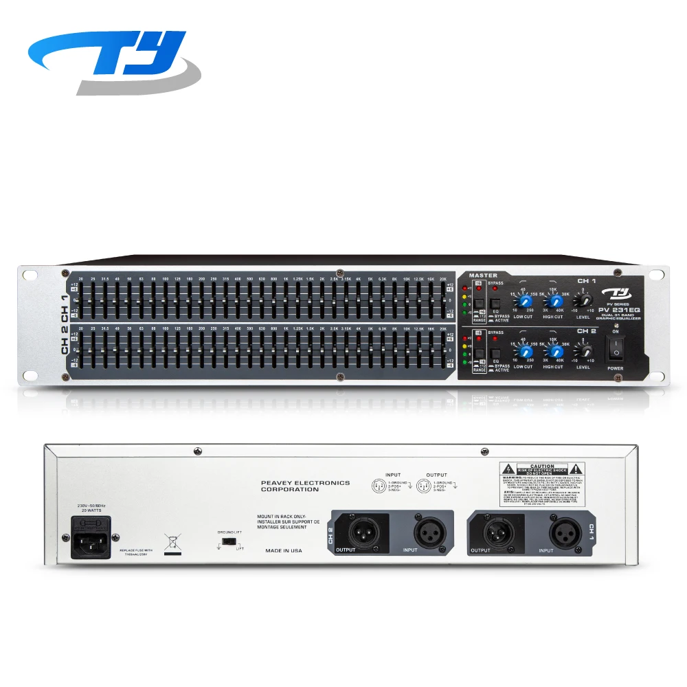 TianYin pv231 Профессиональный 2 канальный цифровой стерео ЖК дисплей аудио графический эквалайзер, обеспечивающий периферийных усилитель кроссовер