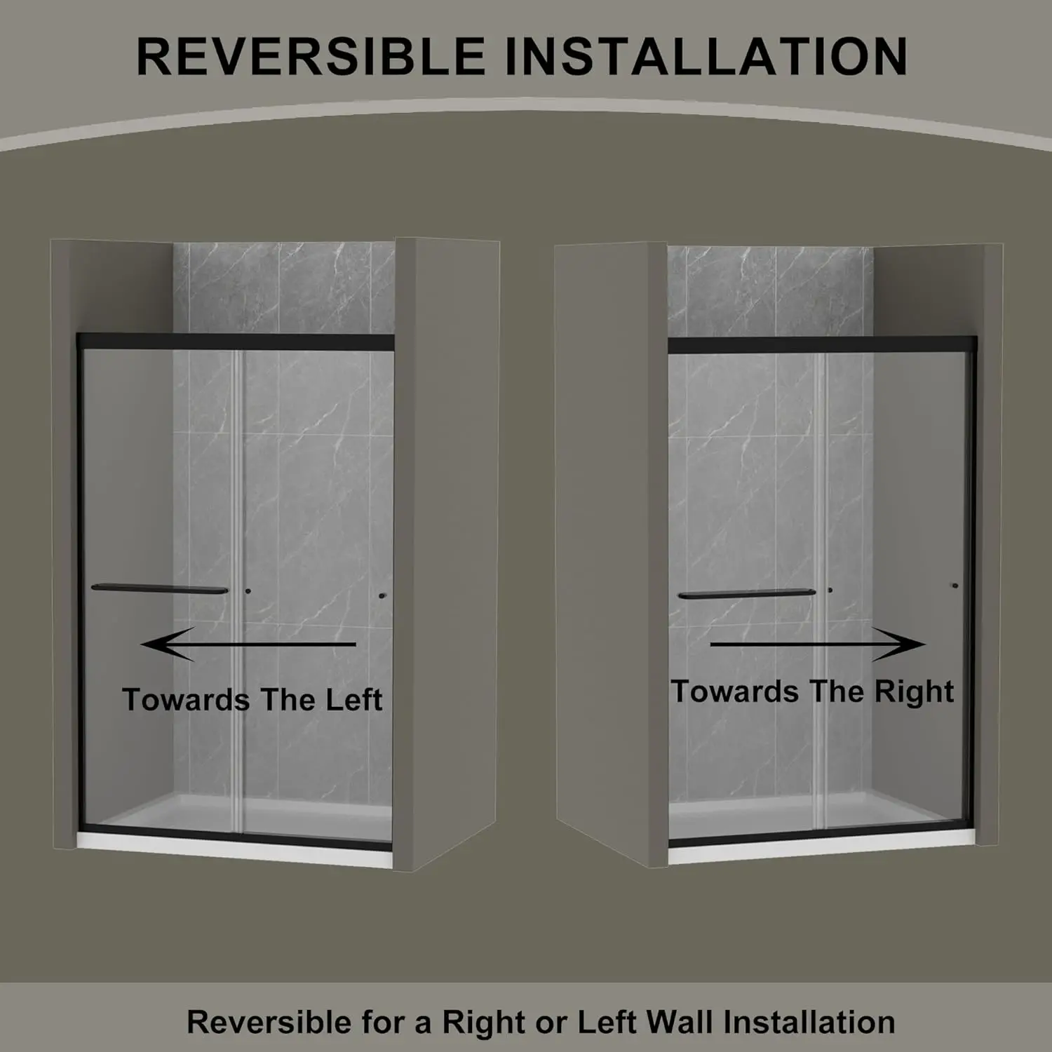 Hotel Villa Project 44-48Wx72H Semi-Frameless Sliding Shower Door 1/4 (6mm) Clear SGCC Tempered Glass Shower Door