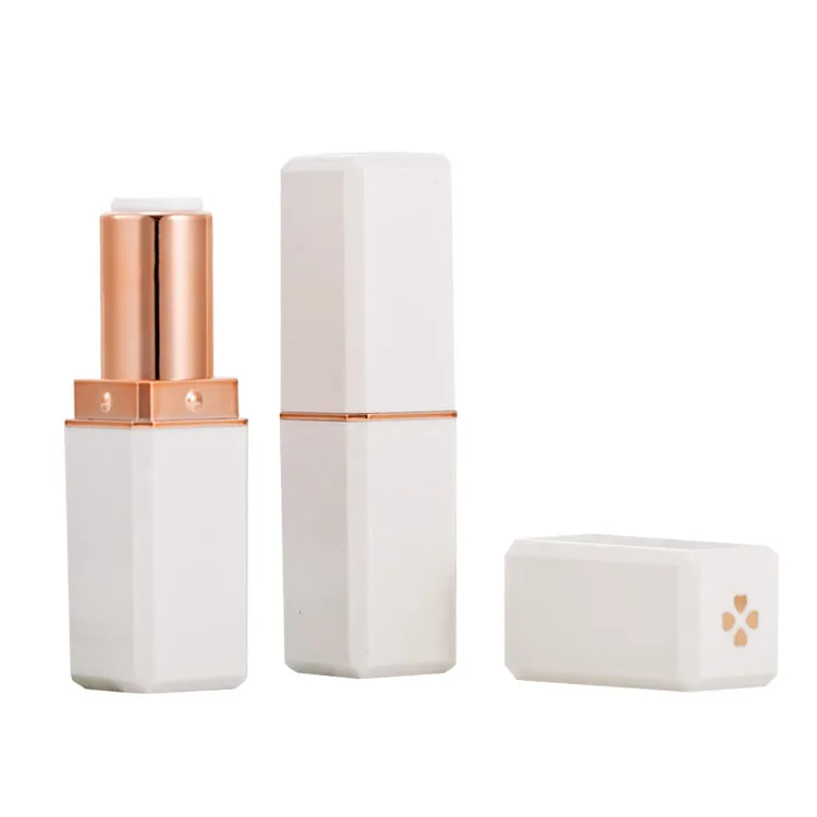 
In stock supply square pink lip balm container fashion 12.1mm matte red/black/pink/white empty lipstick tubes 