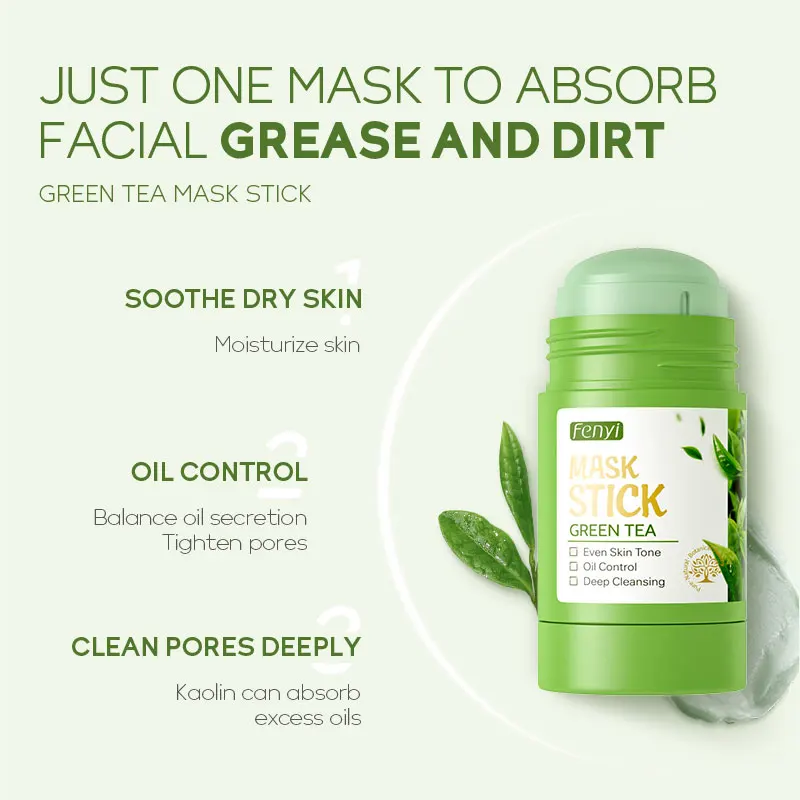 Custom Clay Mask Stick Facial Skin Care Matcha SkinCare  Purifying Refreshing Hydrating Face Mud Solid Green Tea Mask Stick