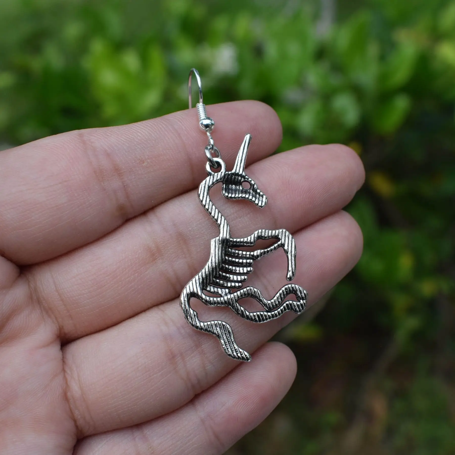 Antique Silver Charms Skeleton Horse Skull Unicorn Earrings Necklace Finding for DIY Handmade Pendant Jewelry Set