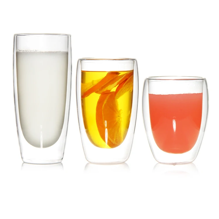 Customized High Borosilicate Material Mug,Reusable Cup,Double-layer Flat Bottomed Glass Coffee Cup