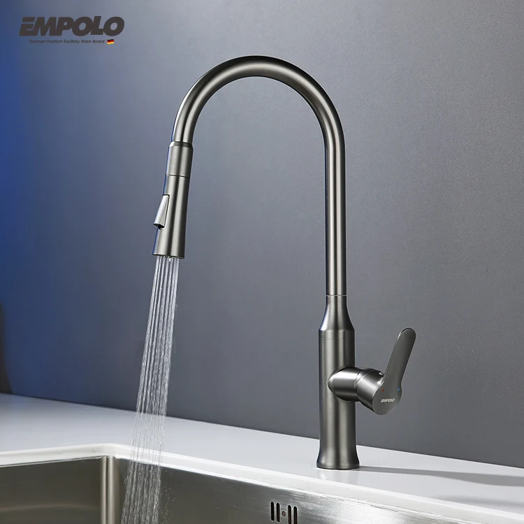 Brass Hot and Cold Water Tap Faucet Pull Out Sink Mixer Kitchen Taps Single Handle Single Hole Pull Down Solid Brass 59 Polished