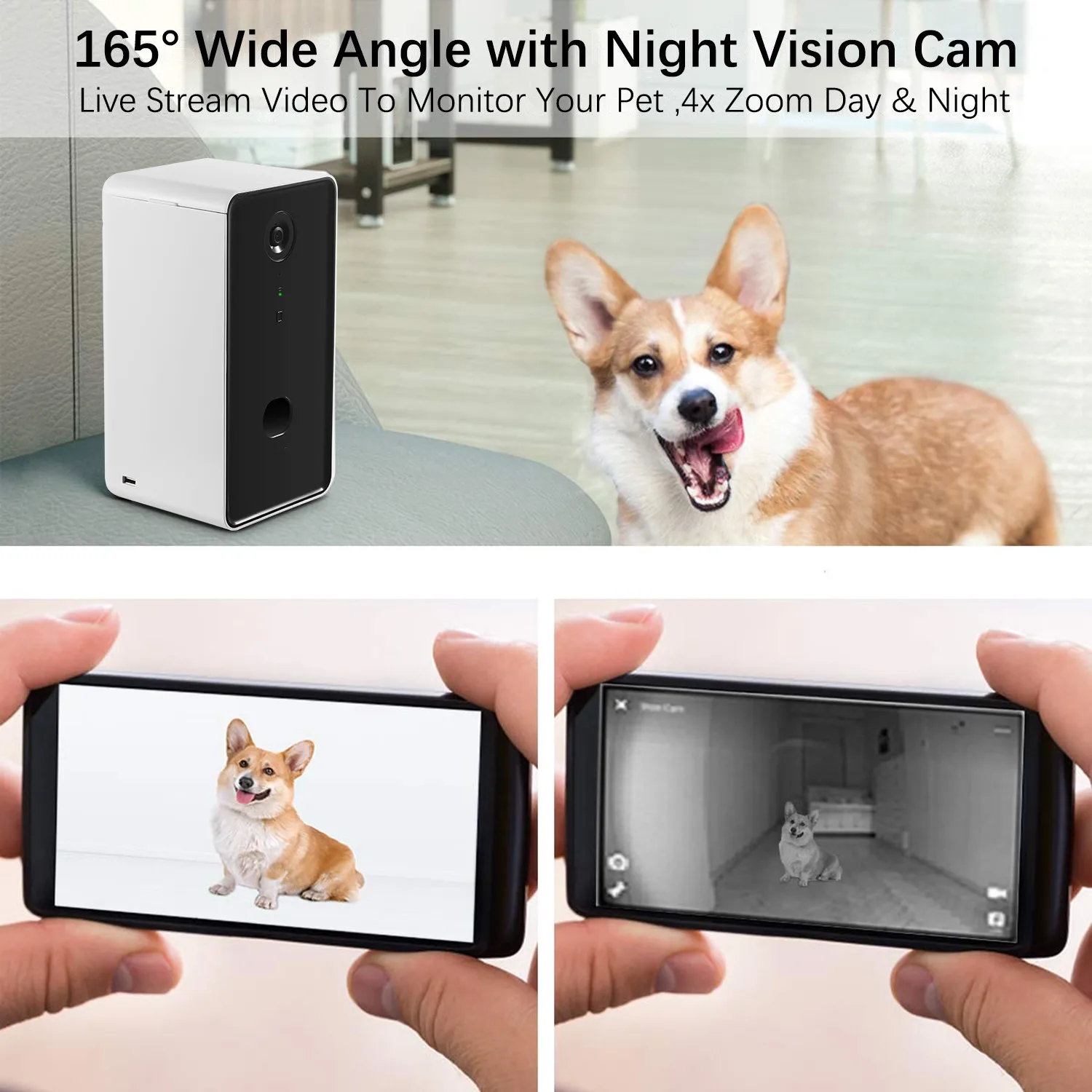 New Arrival Security Monitor Dog Camer Automatic Dog Feeder with Camera Treat Tossing Dog Camera