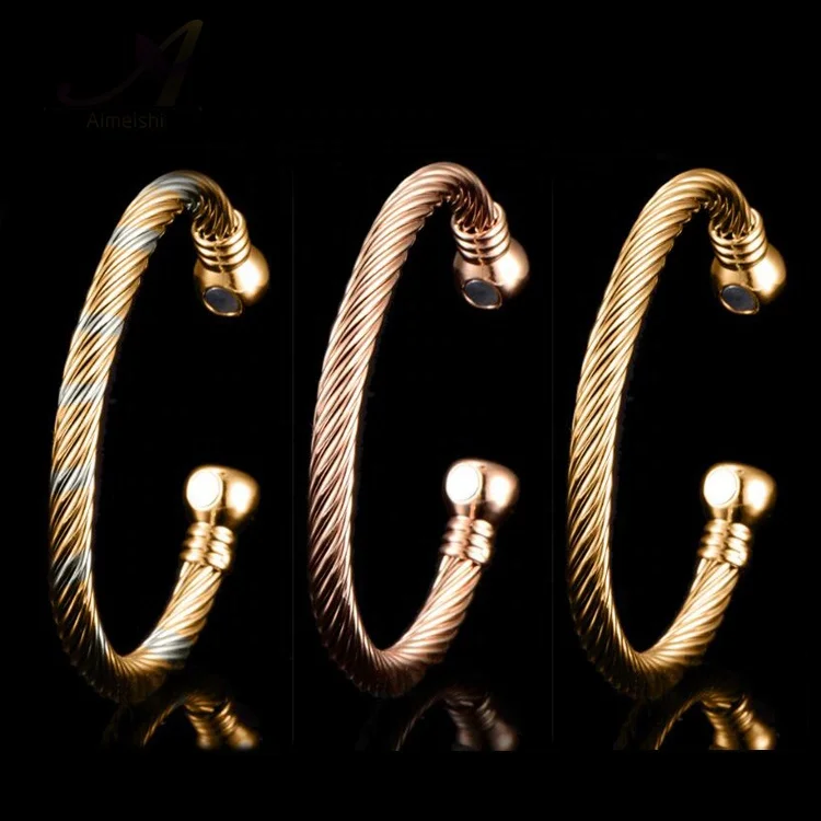 New fashion healthy saudi gold copper wire magnetic therapy bracelet
