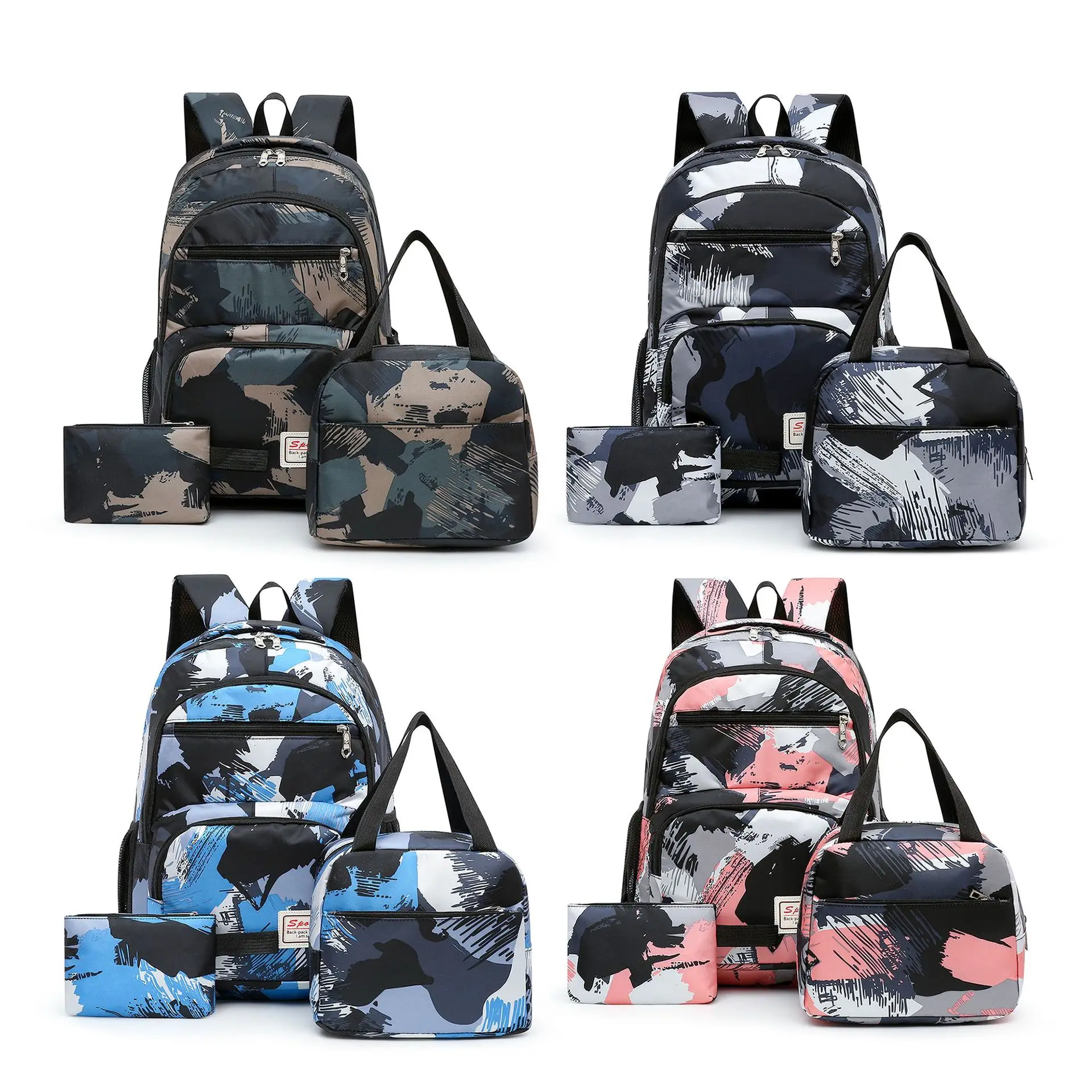 Fashion Waterproof Big Set Lunch Box Pencil Case 3-in-1 Casual Travel School Laptop Bag Backpack